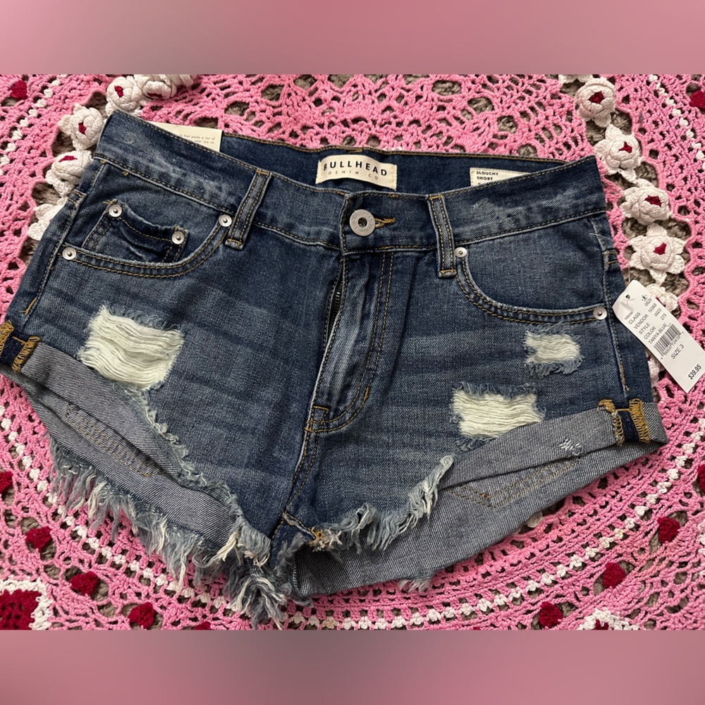 Low Rise Slouchy Denim Shorts